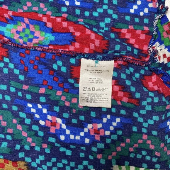 Maeve Anthropologie Topoxte Geometric Ikat Button Front Blouse Shirt Size 0 Blue - Picture 13 of 13